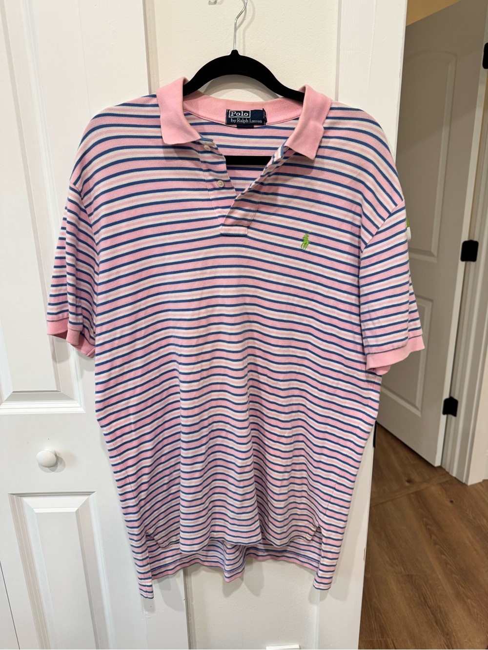 Ralph Lauren Pink Polo with Navy & White Stripes